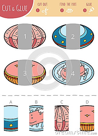 Find the right part. Cut and glue game for children. Cartoon set, ovals Vector Illustration