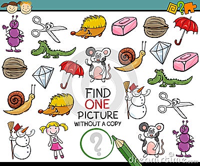 Find single picture game cartoon Vector Illustration