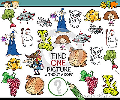 Find single picture game cartoon Vector Illustration