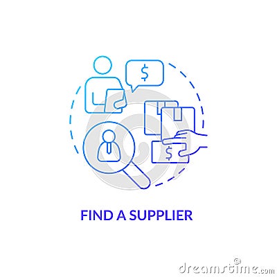 Find supplier blue gradient concept icon Vector Illustration