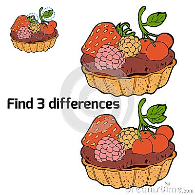 Find three differences (cake) Vector Illustration