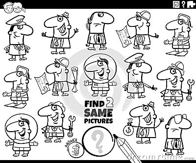 find two same professions game coloring page Vector Illustration