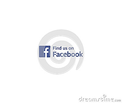 Find us on Facebook logo editorial illustrative on white background Editorial Stock Photo