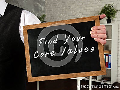 Find Your Core Values sign on the piece of paper Stock Photo