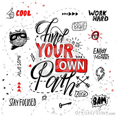 Find Your Own Path Poster Vector Illustration Vector Illustration