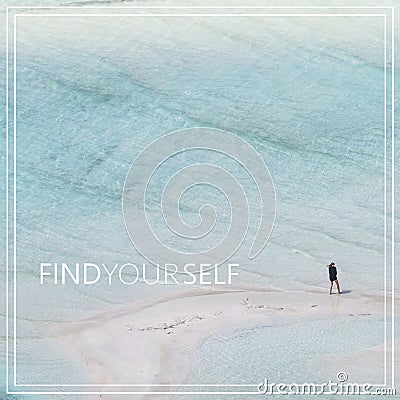 Find Yourself. Balos bay at Crete island in Greece. Stock Photo