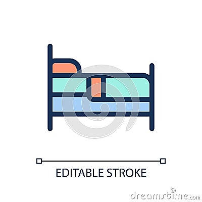 Finding bed to sleep pixel perfect RGB color ui icon Vector Illustration