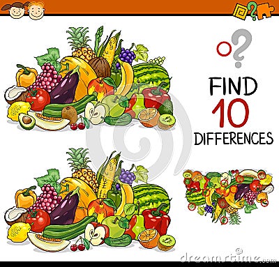 Finding differences game cartoon Vector Illustration
