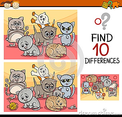 Finding differences game cartoon Vector Illustration