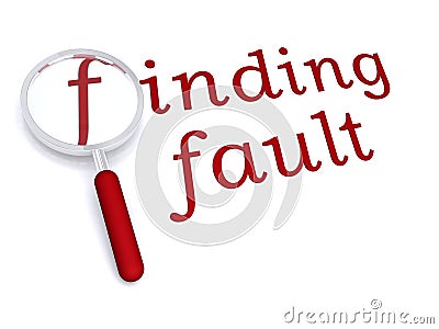 Finding fault with magnifying glass Stock Photo