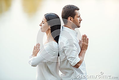 Finding harmony inside themselves. Stock Photo