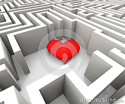 Finding Love Shows Heart In Maze Stock Photo