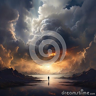 Finding Peace: Overcoming Dark Clouds In Your Mind Stock Photo