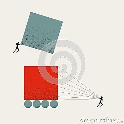Finding simple solution, business vector concept. Symbol of hard work, effort, challenge. Minimal illustration. Vector Illustration