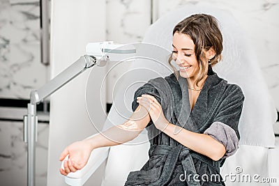 Finding veins with vein scanner Stock Photo