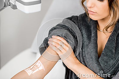 Finding veins with vein scanner Stock Photo