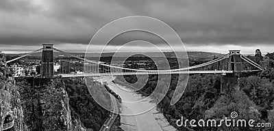 Fine Art Bristol Clifton Suspension Bridge in Mono Stock Photo