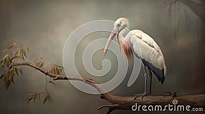 Fine Art Portraiture: A Captivating Stork In Muted Colorscape Stock Photo