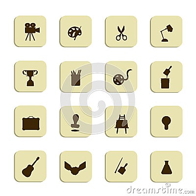 Fine arts icon set in black, vector Vector Illustration