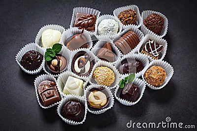 Fine chocolates assortment Stock Photo