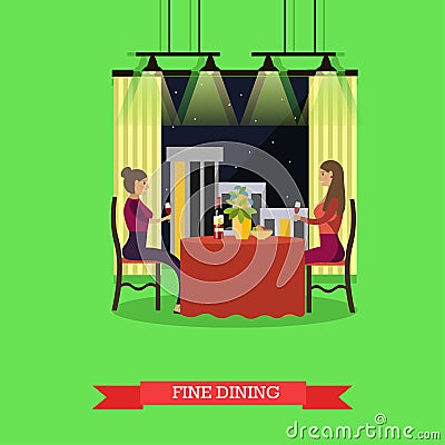 Fine dining concept vector illustration in flat style. Vector Illustration