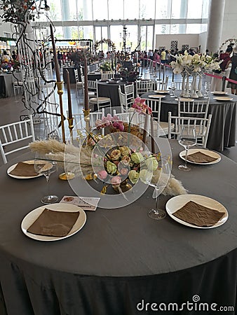 Fine dining table in the living room Stock Photo