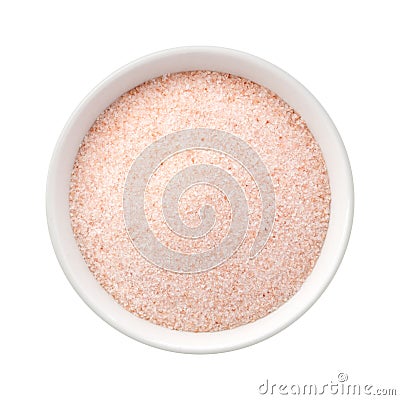 Fine Himalayan Pink Salt in a Ceramic Bowl Stock Photo