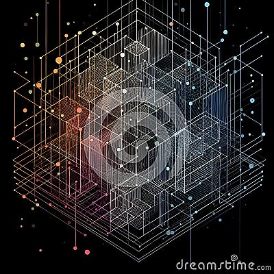 Fine line designed minimalistic repeating pattern projected. Stock Photo