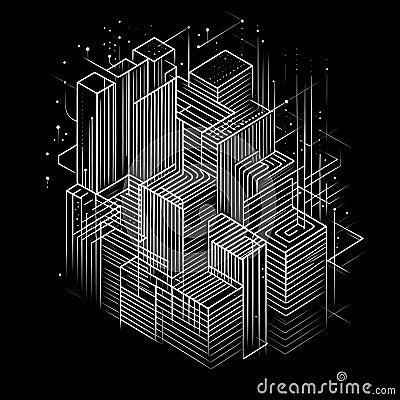 Fine line designed minimalistic repeating pattern projected. Stock Photo