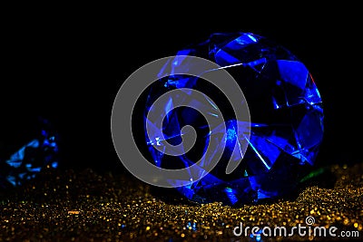 Fine luxury blue ocean diamond. Jewelry decoration on the dark b Stock Photo