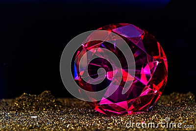 Fine luxury rose diamond. Jewelry decoration on the dark background. Stock Photo