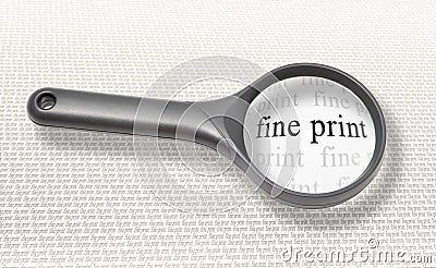 Fine print magnifying glass Stock Photo