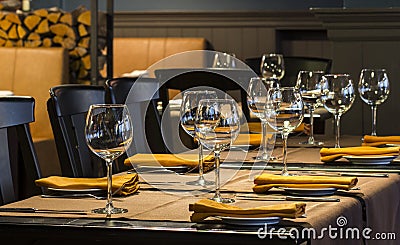 Fine restaurant dinner table place setting Stock Photo