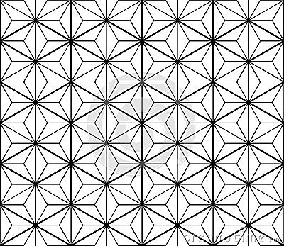 Seamless japanese pattern shoji kumiko in black lines.Diamonds grid Vector Illustration