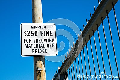 Fine for throwing material off bridge Stock Photo