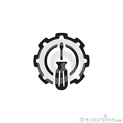 Fine Tuning Icon. Gear and Screwdriver. Service Symbol. Vector Illustration