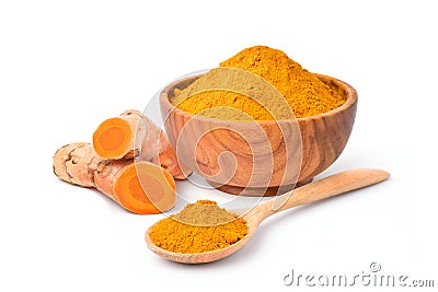 Finely dry Turmeric Curcuma longa Linn powder Stock Photo