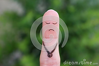 Finger art of a lonely sad man Stock Photo