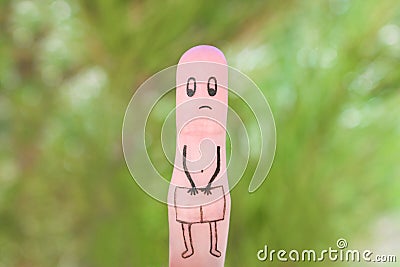Finger art of sad man. Concept of impotence Stock Photo