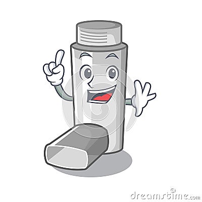 Finger asthma inhaler in the character bag Vector Illustration