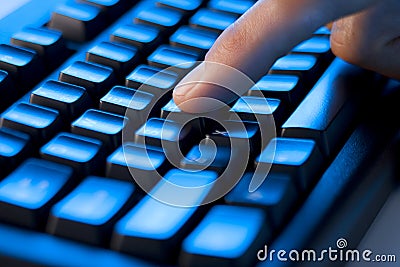 Finger Computer Keyboard Stock Photo