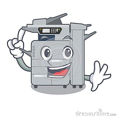 Finger copier machine next to character chair Vector Illustration