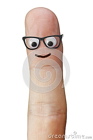 Finger Face Fun Glasses Stock Photo