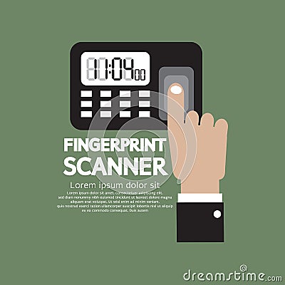 Finger On Fingerprint Scanner Device Vector Illustration