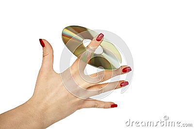 Finger holding CD Stock Photo