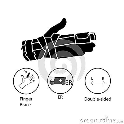 Finger medical bandage. Hand with a bandage sign. Ambulance eps ten Stock Photo