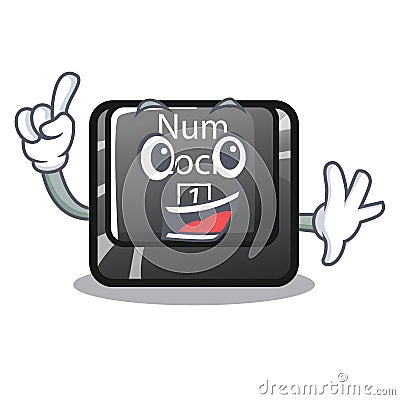 Finger num lock on a keyboard mascot Vector Illustration