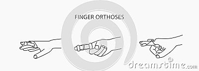 Finger orthoses, vector linear icon Vector Illustration