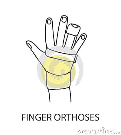 Finger orthosis, vector linear icon Vector Illustration