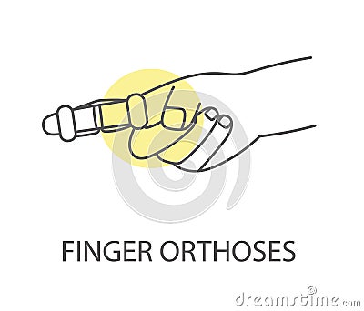 Finger orthosis, vector linear icon Vector Illustration